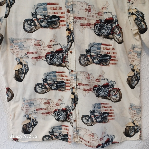 Harbor Bay Cream and Red Casual Button Down Shirt Size 2XLT - Picture 3 of 14